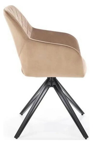 Scaun rotativ K535, bej/negru, stofa catifelata/metal, 57x60x86 cm