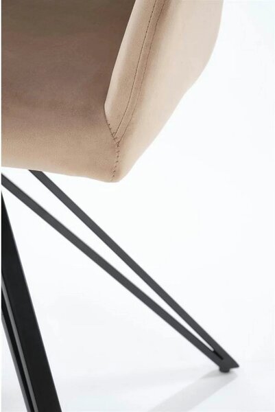 Scaun rotativ K535, bej/negru, stofa catifelata/metal, 57x60x86 cm