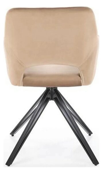 Scaun rotativ K535, bej/negru, stofa catifelata/metal, 57x60x86 cm