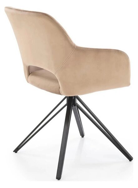 Scaun rotativ K535, bej/negru, stofa catifelata/metal, 57x60x86 cm