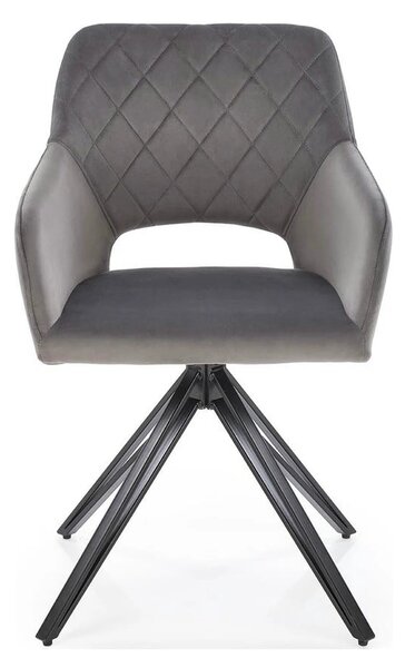 Scaun rotativ K535, gri/negru, stofa catifelata/metal, 57x60x86 cm