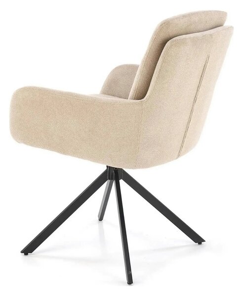Scaun bej tapitat K536, stofa clasica/metal, 62x68x85 cm