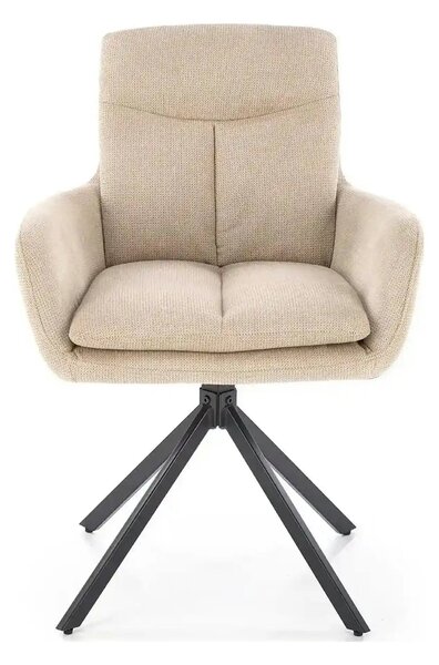 Scaun bej tapitat K536, stofa clasica/metal, 62x68x85 cm