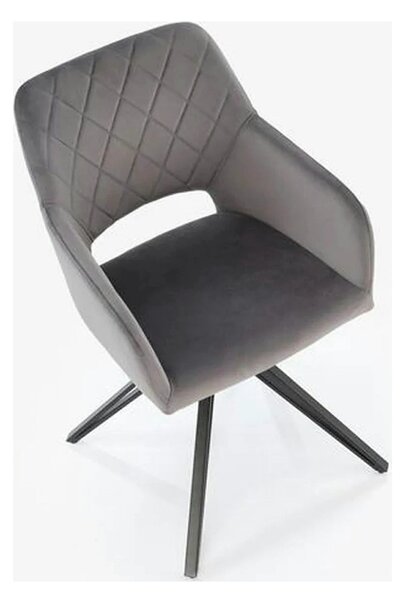 Scaun rotativ K535, gri/negru, stofa catifelata/metal, 57x60x86 cm