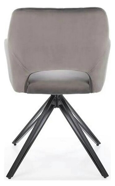 Scaun rotativ K535, gri/negru, stofa catifelata/metal, 57x60x86 cm