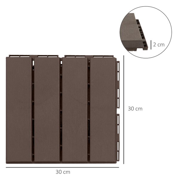 Outsunny Set Plăci de Gresie pentru Pavaj Terasă 30x30x2cm 0.81mq Maro | Aosom Romania