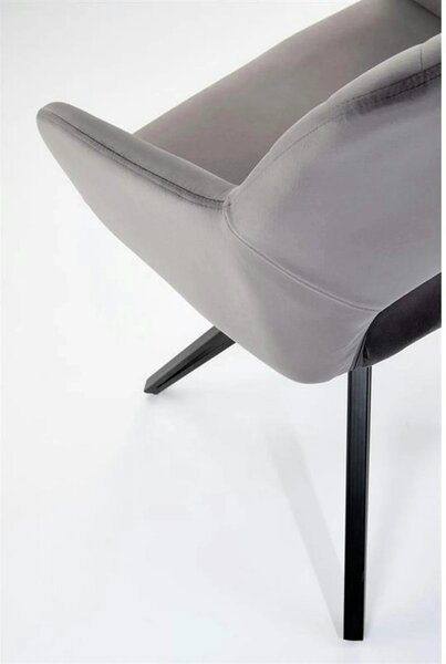 Scaun rotativ K535, gri/negru, stofa catifelata/metal, 57x60x86 cm