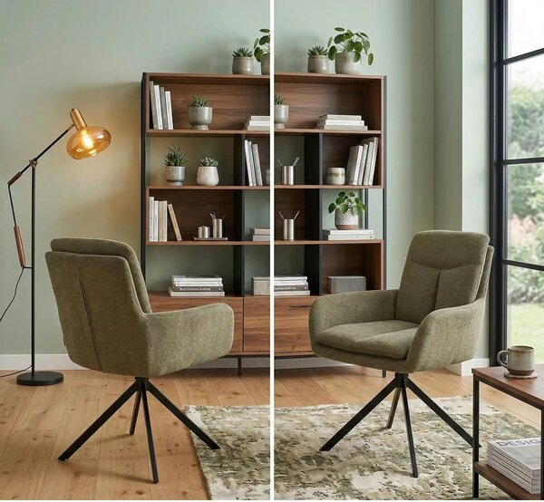 Scaun rotativ K536, verde/negru, stofa clasica/metal, 62x68x85 cm