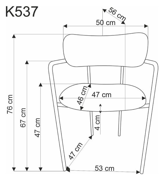 Scaun K537, crem/auriu, stofa clasica/metal, 54x56x76 cm