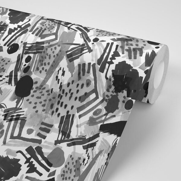 Tapet abstracție pop art în alb-negru