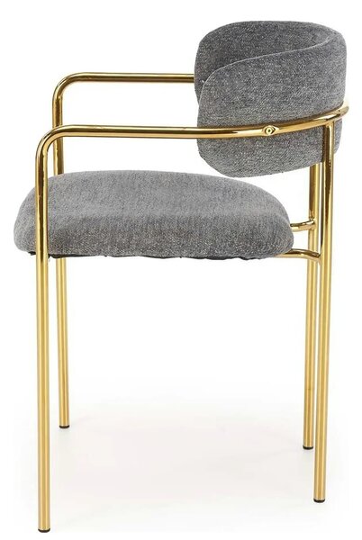 Scaun K537, gri/auriu, stofa clasica/metal, 54x56x76 cm