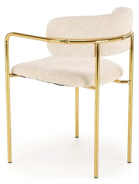 Scaun K537, crem/auriu, stofa clasica/metal, 54x56x76 cm