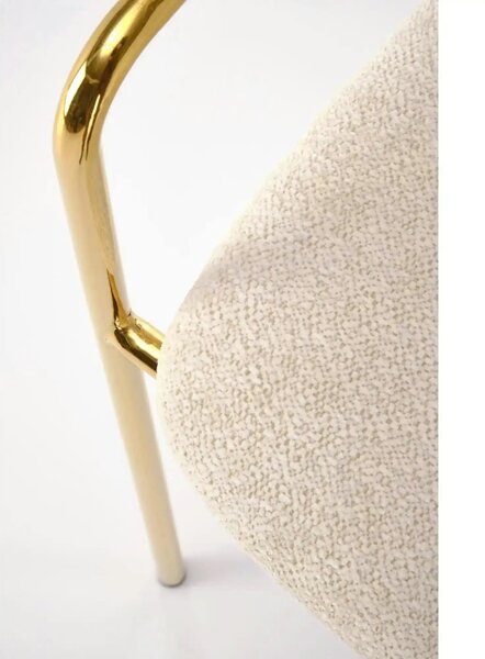 Scaun K537, crem/auriu, stofa clasica/metal, 54x56x76 cm