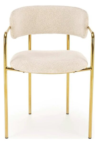 Scaun K537, crem/auriu, stofa clasica/metal, 54x56x76 cm