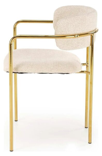 Scaun K537, crem/auriu, stofa clasica/metal, 54x56x76 cm