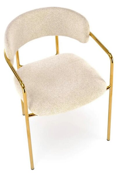 Scaun K537, crem/auriu, stofa clasica/metal, 54x56x76 cm