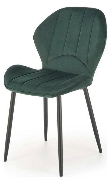 Scaun K538, verde/negru, stofa catifelata/metal, 48x57x85 cm