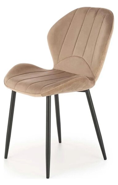 Scaun K538, bej/negru, stofa catifelata/metal, 48x57x85 cm