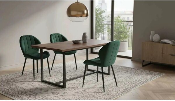 Scaun K538, verde/negru, stofa catifelata/metal, 48x57x85 cm