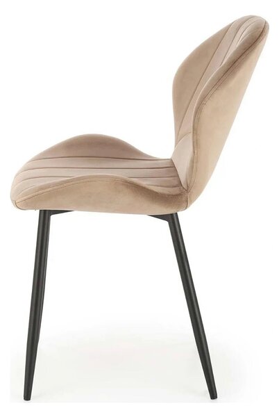 Scaun K538, bej/negru, stofa catifelata/metal, 48x57x85 cm