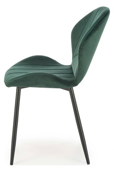 Scaun K538, verde/negru, stofa catifelata/metal, 48x57x85 cm