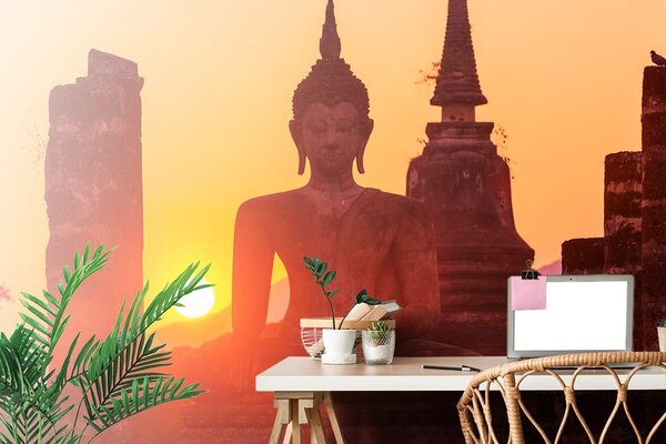 Fototapet Statuia Buddha în mijlocul pietrelor