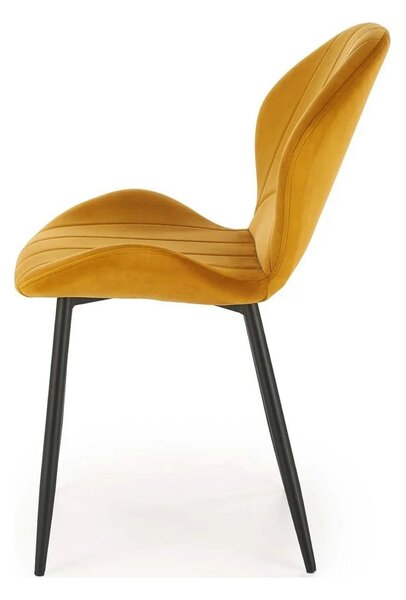 Scaun K538, galben mustar/negru, stofa catifelata/metal, 48x57x85 cm