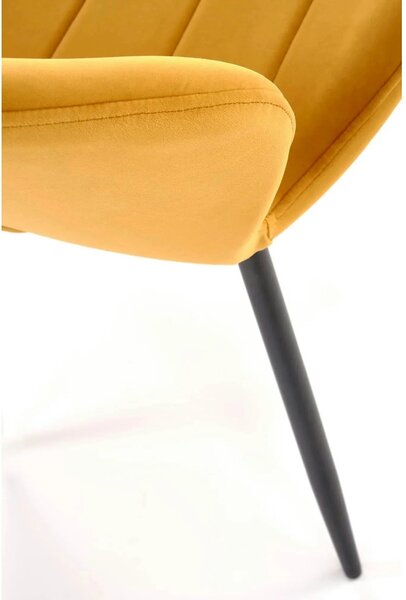 Scaun K538, galben mustar/negru, stofa catifelata/metal, 48x57x85 cm