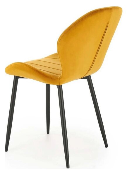 Scaun K538, galben mustar/negru, stofa catifelata/metal, 48x57x85 cm