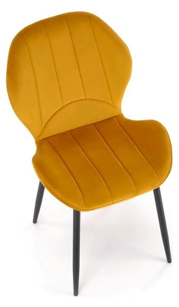 Scaun K538, galben mustar/negru, stofa catifelata/metal, 48x57x85 cm