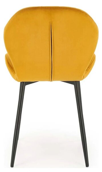 Scaun K538, galben mustar/negru, stofa catifelata/metal, 48x57x85 cm