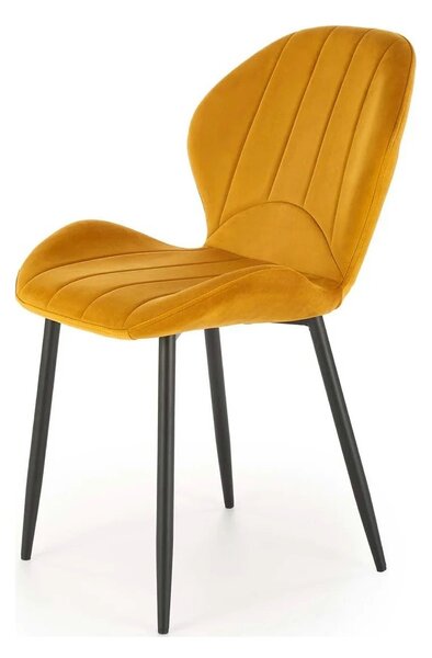 Scaun K538, galben mustar/negru, stofa catifelata/metal, 48x57x85 cm