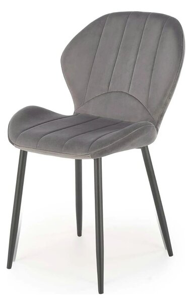Scaun K538, gri/negru, stofa catifelata/metal, 48x57x85 cm