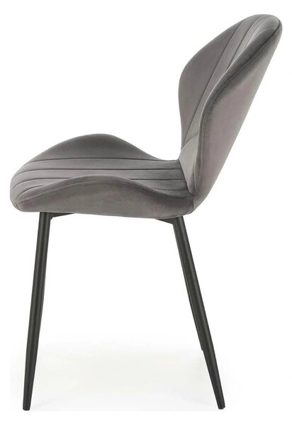 Scaun K538, gri/negru, stofa catifelata/metal, 48x57x85 cm