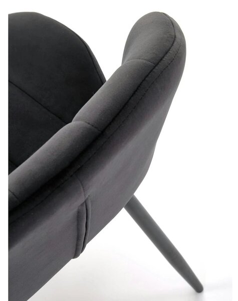 Scaun K538, negru, stofa catifelata/metal, 48x57x85 cm