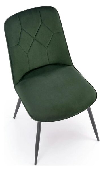 Scaun K539, verde inchis/negru, stofa catifelata/metal, 50x62x84 cm