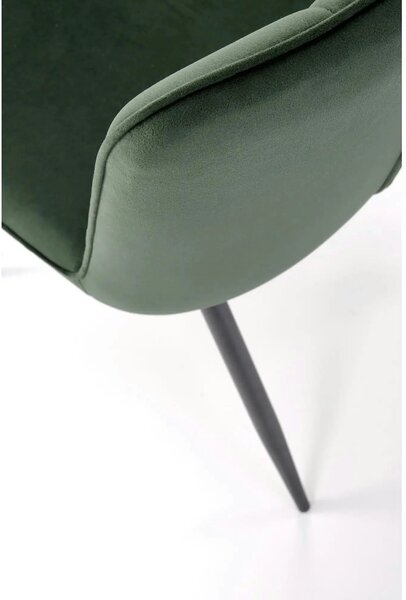 Scaun K539, verde inchis/negru, stofa catifelata/metal, 50x62x84 cm