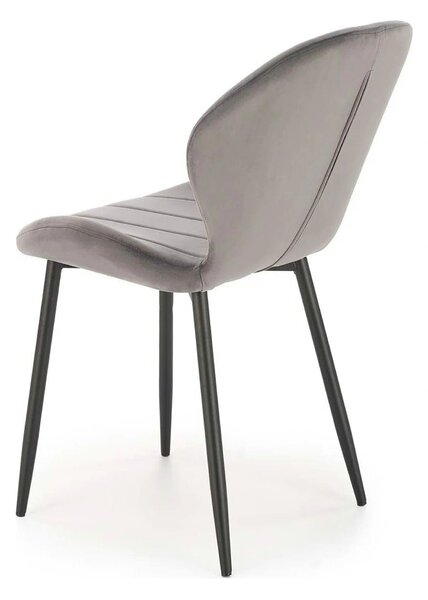 Scaun K538, gri/negru, stofa catifelata/metal, 48x57x85 cm