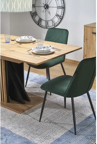 Scaun K539, verde inchis/negru, stofa catifelata/metal, 50x62x84 cm