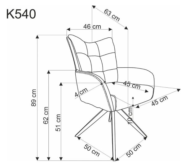 Scaun rotativ K540, bej/negru, stofa clasica/metal, 60x63x89 cm
