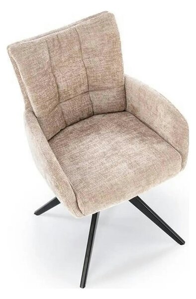 Scaun rotativ K540, bej/negru, stofa clasica/metal, 60x63x89 cm
