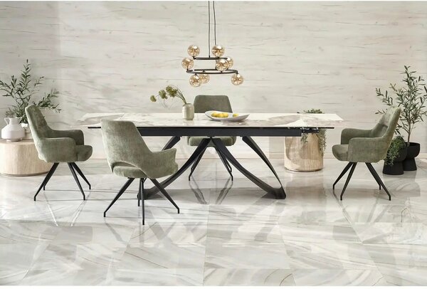 Scaun rotativ K542, verde/negru, stofa clasica/metal, 58x64x88 cm