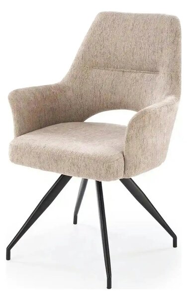 Scaun rotativ K542, bej/negru, stofa clasica/metal, 58x64x88 cm