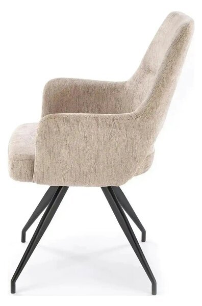 Scaun rotativ K542, bej/negru, stofa clasica/metal, 58x64x88 cm