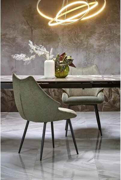 Scaun K543, verde/negru, stofa clasica/metal, 55x60x87 cm