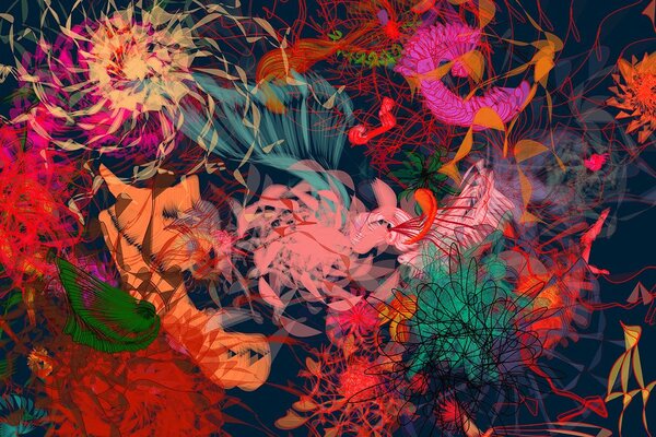 Tapet flori abstracte