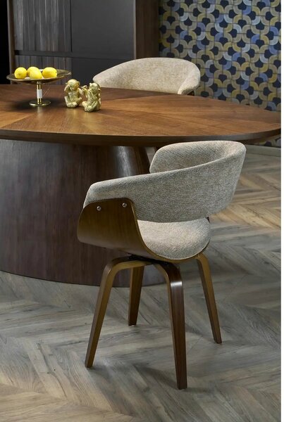 Scaun K545, gri/nuc, stofa clasica/placaj, 63x53x83 cm