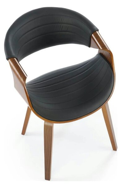 Scaun picioare lemn K544, negru/nuc, piele ecologica/placaj, 55x55x77
