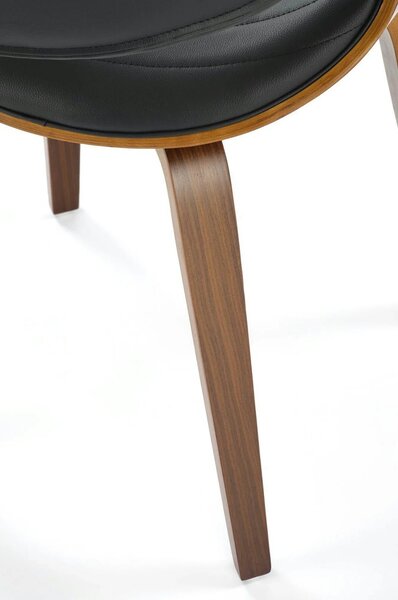 Scaun picioare lemn K544, negru/nuc, piele ecologica/placaj, 55x55x77