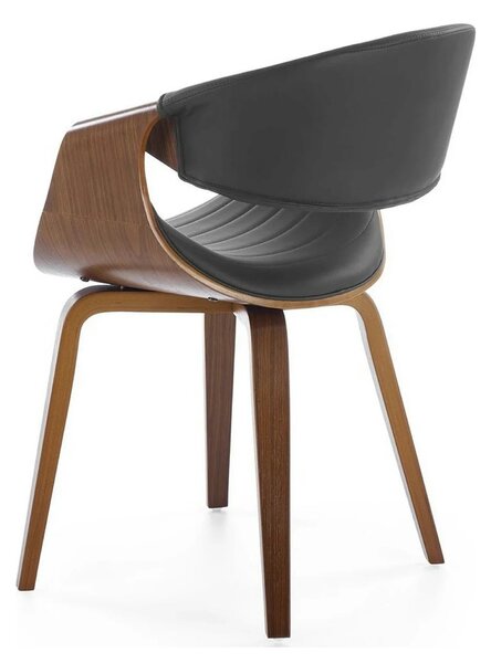 Scaun picioare lemn K544, negru/nuc, piele ecologica/placaj, 55x55x77